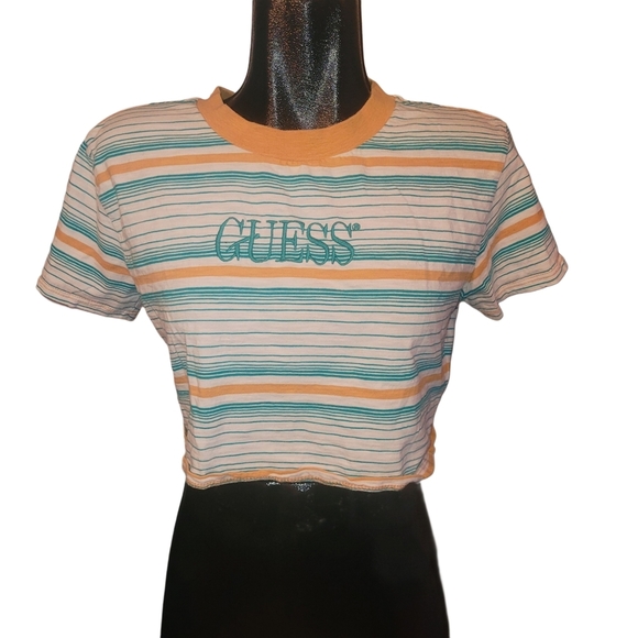 Guess Tops - Guess Modern Retrovibe Striped Crop Top S